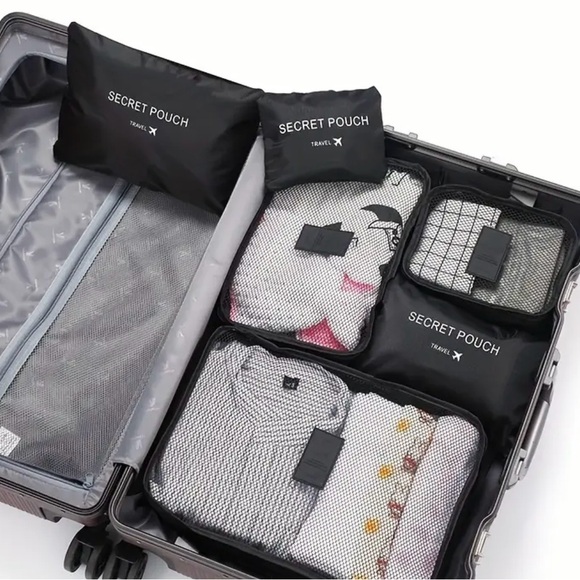 Set of 6 Packing Cube Bags for Travel in Black - Picture 1 of 3